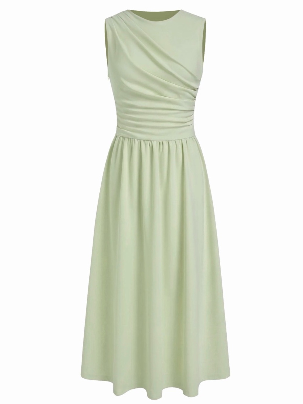 Round Neckline Ruched Maxi Dress